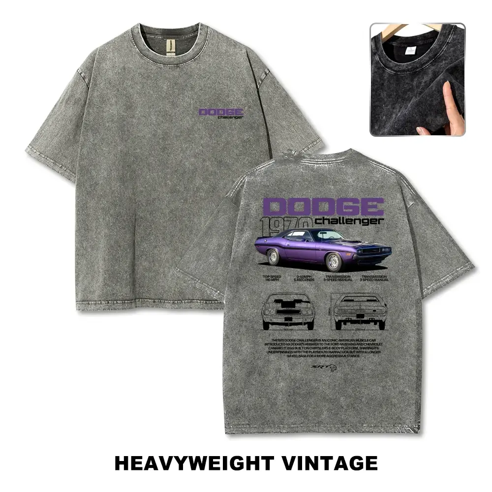 Challenger 1970 Muscle Car Graphic Tees Men's T Shirts Graphic Tee T Shirts Funny Graphic Tee Good Graphic Washed Tees Men's Graphic Tees Streetwear Outfits Men Vacation Outfits Oversized Tshirt Men