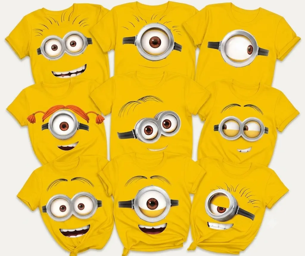 [FREESHIP] Funny Minions Family Couple T-Shirts, Family Minions T-Shirts, Funny Teams Shirts, Minions T-Shirt, Y2K Streetwear T-Shirt, Vintage Hip-Hop Sports Graphic, Couple T-Shirt, Casual Cotton Fit