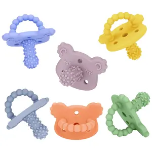 Silicone Teether Pacifier, Teething Toys for Teething Relief & Sensory Exploration, 6 Pack Grainy Textured Baby Pacifier – Food-Grade, BPA-Free, Easy to Hold, Dishwasher Safe, 3+ Months