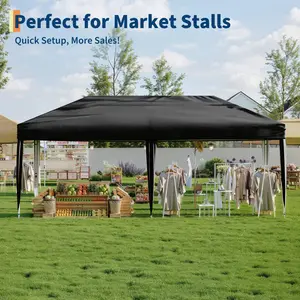Heavy Duty 10x20 FT Pop Up Outdoor Canopy Tent – 4 Removable Sidewalls, Metal Frame, Waterproof Sun Shelter, Adjustable Height, Roller Bag, Stakes & Sandbags – For Patio, Backyard, Parties, Events, Camping