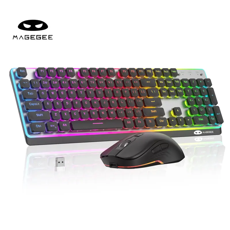 MAGEGEE TS97 Wireless Keyboard and Mouse Combo, RGB (Including Green) Backlit Full Size KB, ABS Keycaps, Silent Typing, Desk PC Accessory for Gaming/Office, Compatible with WIN/MacOS