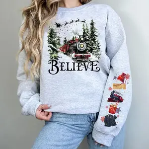 Retro Polar Express Sleeve Sweatshirt, 90s Christmas Movies Sweatshirt, Polar Express Believe Sweatshirt, Unisex Long Sleeve Crewneck Sweater