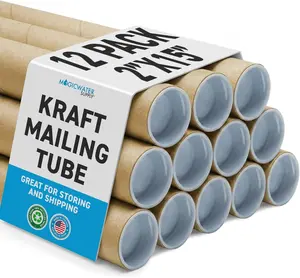 MagicWater Supply Mailing Tube - 2 in x 15 in - Kraft - 12 Pack - for Shipping and Storage of Posters, Arts, Crafts, and Documents