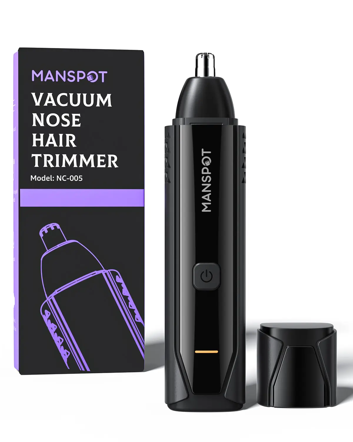 MANSPOT Cordless Nose & Ear Hair Trimmer for Men - Selfcare Box Included, 10000-RPM Electric, Vacuum Cleaning System, IPX7 Waterproof, USB-C Charge, 90min Runtime, Magnetic Detachable Blade Head, Easy to Clean, Cordless Trimmer, Nose Hair Trimmer