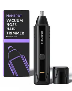 MANSPOT Nose & Ear Hair Trimmer for Men, 10000-RPM Electric Nose Trimmer for Men with Vacuum Cleaning System, IPX7 Waterproof, USB-C Charge, 90min Runtime,Magnetic Detachable Blade Head,Easy to Clean