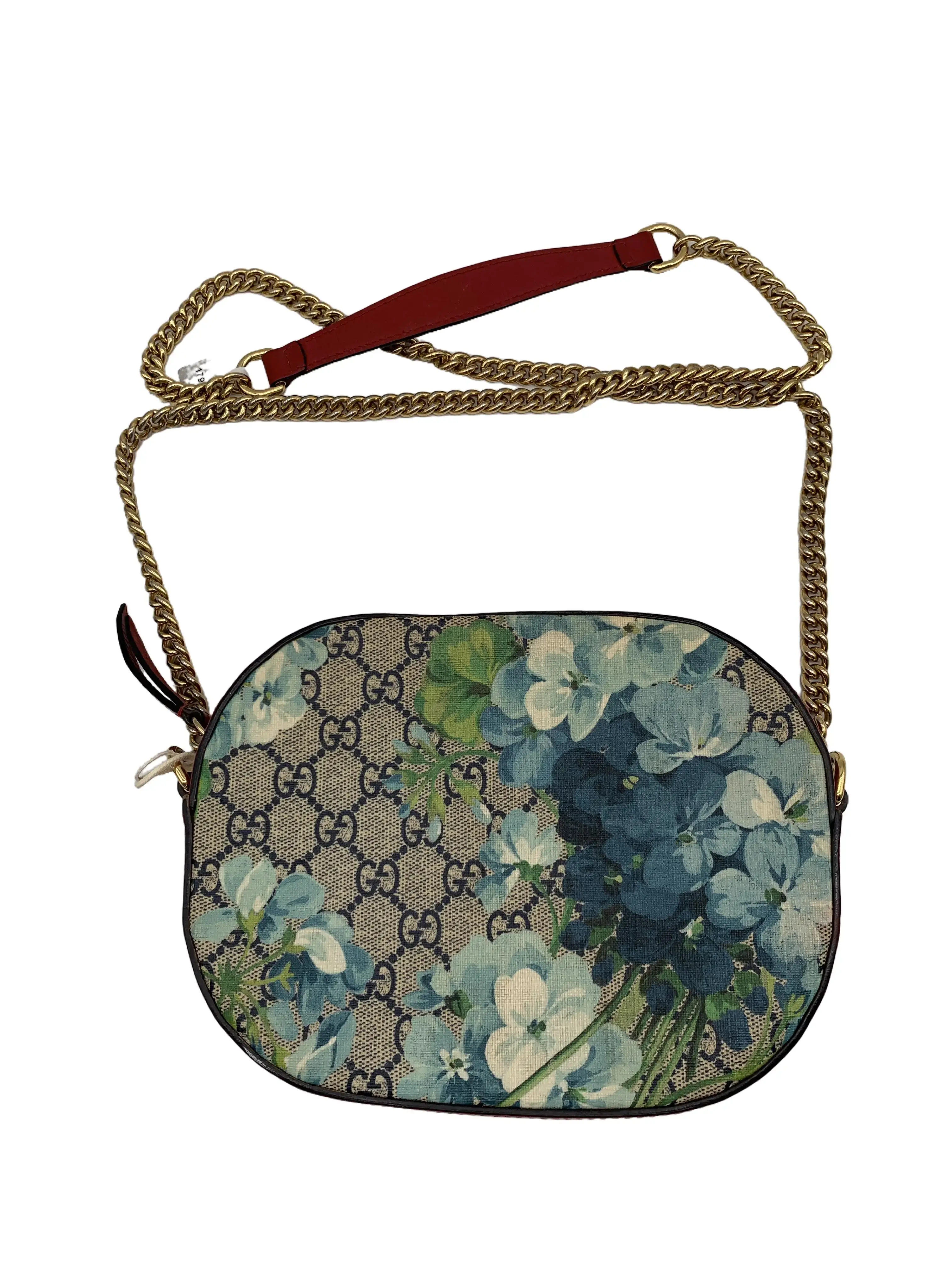 Pre-owned GUCCI Blue Floral GG Canvas Round Crossbody Bag/WJ08101803/1803