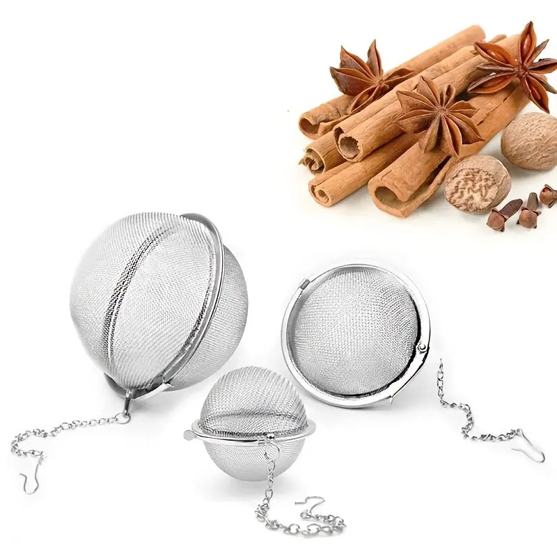 3-Pack Stainless Steel Spices Balls, Different Sizes, Tea Infuser, Tea Accessories, Soup Pot Filter, Creative Kitchen Tool, Suitable for Various Dishes, Strainer, Metal Tea Infuser, Tea Making Tools