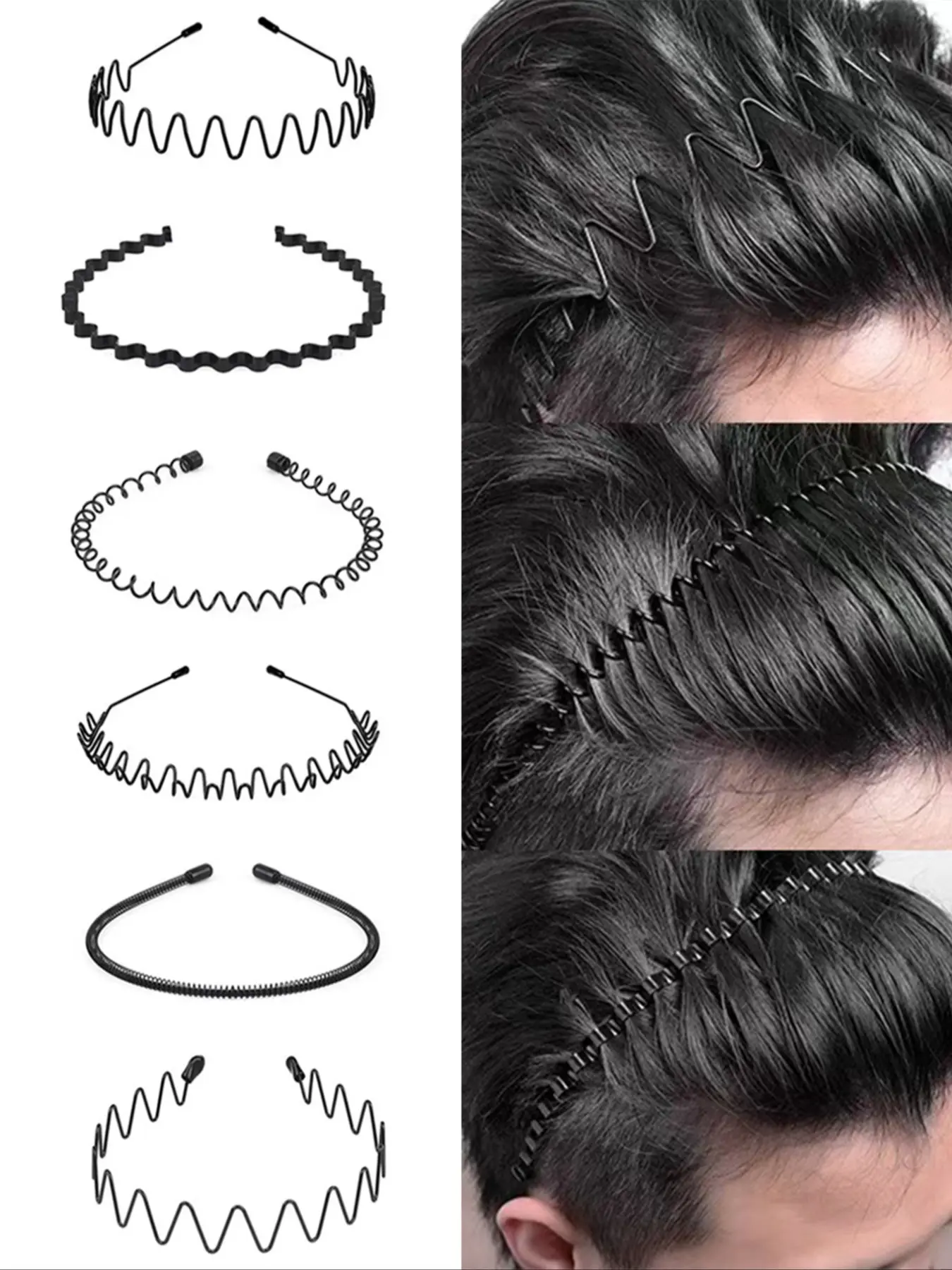 6pcs Wave Hairbands, Elastic Non-Slip Headbands for All Seasons, Casual Metal Hair Accessories for Sports & Daily Use, Zigzag Headband, Workout Headband, Gym Headband, Athletic Headbands
