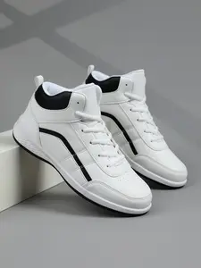 Men's High-Top Ankle Support Sports Training Shoes, Shock Absorption, Breathable PU Leather, Stable Cushioning, Ideal for Basketball & Daily Use, Trainer Shoes, Stylish Basketball Shoes