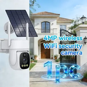 AI motion detection security camera, wireless solar-powered, two-way communication, automatic tracking, color night vision, spotlight alarm, cloud storage and SD card storage