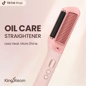 Kingsteam Hair Straightener Brush with Essential Oil Care | Anti-Frizz Smoothfix Pro Heated Comb + Free Gifts