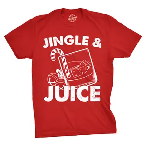 Mens Jingle and Juice T shirt Funny Santa Sarcastic Christmas Party Tee for Guys Mens Funny T Shirts Cool Vintage Fashion T-Shirt Gift Classic Menswear Christmas Apparel for Men Funny Liquor Short Sleeve Red