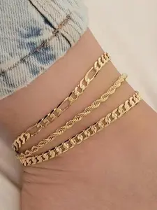 3-piece set fashionable and elegant ankle chains and bracelets, Fashionable Jewelry Accessories, suitable for daily wear, vacation dates, and other occasions, and also a surprising and exquisite small gift.