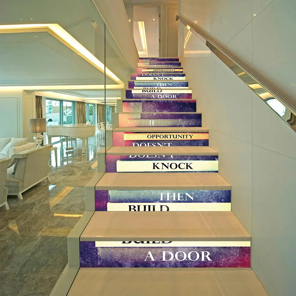 Stair Sticker, 13pcs/set Waterproof Removable Wall Sticker, Self-adhesive Stair Sticker, Decorative Sticker for Home Living Room Bedroom