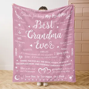 Text Element 1pc Gifts for Grandma from Grandchildren - Blanket, Birthday Nan, Presents Nana Nanny on Valentine'S Mother'S Day Christmas Fluffy Blankets, Soft And Comfortable Throw Blanket for Bed Or Office