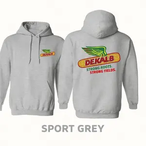Dekalb Corn Harvest Hoodie & T-Shirt – Dual-Sided Classic Grey Vintage Farm Graphic Tee, Casual Cotton Streetwear, Gift for Men & Women