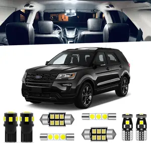 11-Pieces Explorer LED Interior Light Kit for Ford Explorer 2011 2012 2013 2014 2015 2016 2017 2018 2019 2020 White 6000K Interior LED Lighting Package + License Plate Lights, Install Tool