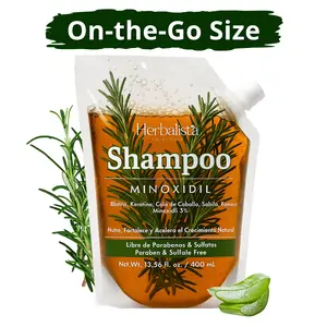 Herbalista Viral Herbal Shampoo + Minoxidil 400ml (13.5 fl oz) - With Real Pieces of Rosemary- Fortalece, Regenera, Acelera Crecimiento – 100% Natural & Handcrafted Haircare Aloevera