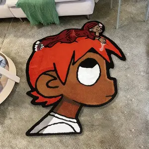 1pc Fun Cartoon Decorative Living Room Carpet, Creative Hip-Hop Boy Pattern Design, Soft Plush Bedroom Rug, Idol Style, Indoor Use