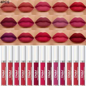 4-Piece Velvet Matte Lipstick Set, Fast-Drying Liquid Lip Gloss, Long-Lasting Moisturizing, Non-Sticky, Rich Shade, Makeup