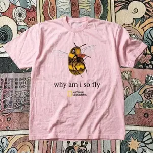Gildan Men's And Women's T-Shirt, Vintage National Geographic Pink Bee Graphic Tee, Animal T-Shirt, Unisex Vintage Graphic Tees Gothic Grunge Y2K Emo Scene Amity Affliction Style Clothes Men Women Streetwear Summer