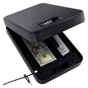 Portable Gun Safe for Pistols, Small Handgun Lock Box with Combination Lock or Key Lock, Portable Travel Pistol Safe for Travel, Home, Car