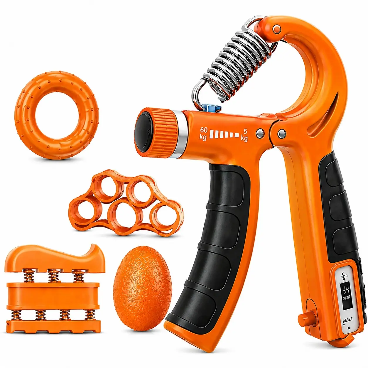 5 Pack Adjustable Hand Grip Trainer Set | Hand Gripper, Finger Exerciser & Wrist Trainer for Fitness, Sports, Climbing, Office & Daily Training