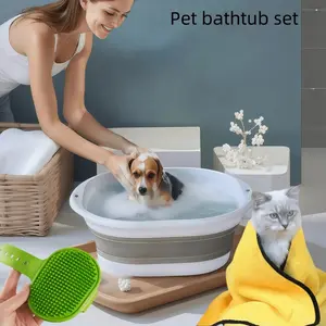 Foldable Pet Bath Tub Set, Multi-Color Options, Suitable for Various Pets, Multifunctional, Ideal for Travel and Camping, Home Cleaning Essentials