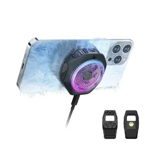 Magnetic Cell Phone Cooler 4Pro with Clip, Portable RGB Cooling Fan, Removable Grip, App-Controlled Smart Temp Control, Cable for iPhone MagSafe, Android, Tablet