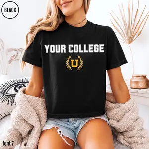 Custom College Logo Text Comfort Colors Boxy Teetailgate Game Day Shirt Commitment Daycollege Merch Apparelpersonalized University Shirt