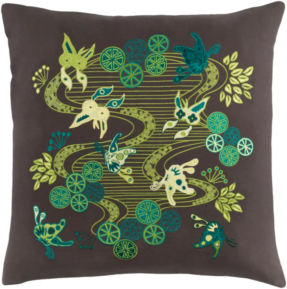 Livabliss CI002-2222P Chinese River Linen-Cotton Woven Fabric Throw Pillow - 22x22x5in, Room Decor, House Furnishings, Available in Emerald, Teal, Lime, Dark Green, Black, Chinese River Throw Pillow, House Decor