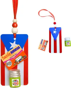 Magnetic Puerto Rican Flag Christmas Ornament, 3 Piece Set with Mini Seasoning Boricua and Mini Sofrito Handmade Holiday Tree Decoration
