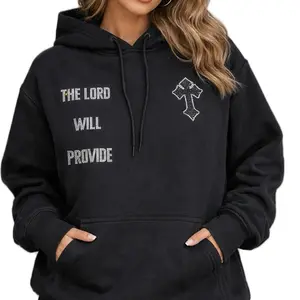 THE LORD WILL PROVIDE - BLACK HOODIE Rhinestones - Exclusive - Limitted