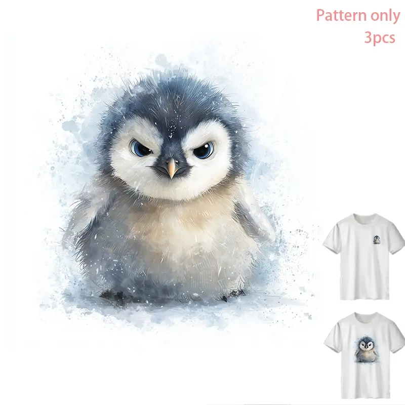 Cute Penguin Pattern Heat Transfer Vinyl, Creative Design for DIY Clothing, Fashionable Iron-On Decal, Apparel Accessory