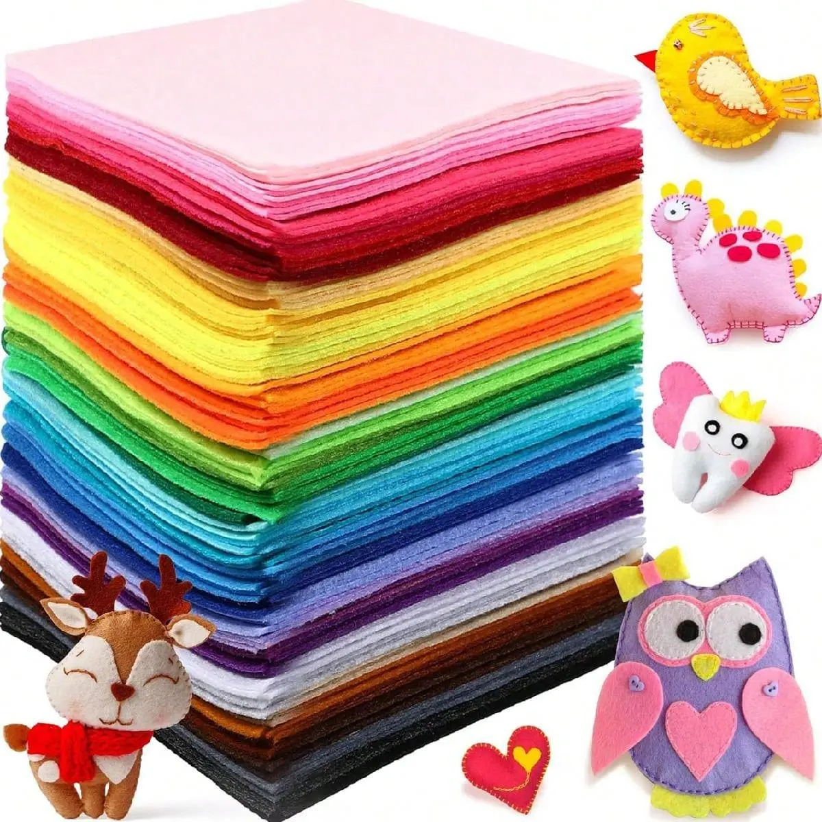 Colorful Felt Fabric Sheets, 44pcs/set DIY Art Craft Supplies for Sewing, School Projects, Decoration, Handmade DIY Fabric Handcraft for Home Decor
