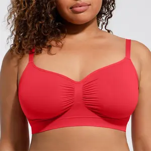 FeelinGirl #live1 Women's Wireless Bra Comfort up to 44DD No Padding No Underwire Unlined Cami Bra Seamless Sports Bra for Everyday Wear Breathable and Stretchy Springtok