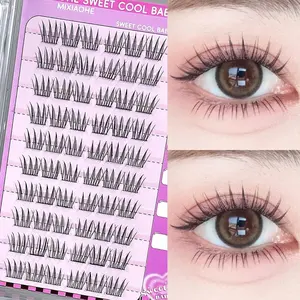 MIXIAOHE Korean Style No Glue Volume False Eyelashes Eyelash Extensions 60 Clusters DIY, Natural Looking C Curl 10mm-13mm Length, Perfect for Beginners