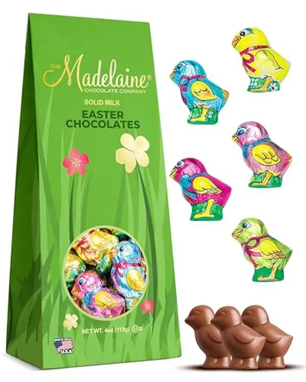Madelaine Milk Chocolate Mini Easter Chicks - Individually Wrapped Easter Candy Baby Chick for Easter Baskets, Spring Party Favors & Holiday Treats - 4 oz Gift Box
