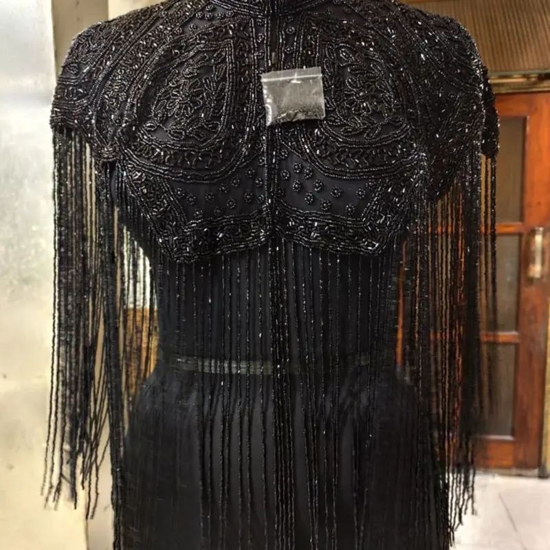Handmade Black Crystal Fringe Cape