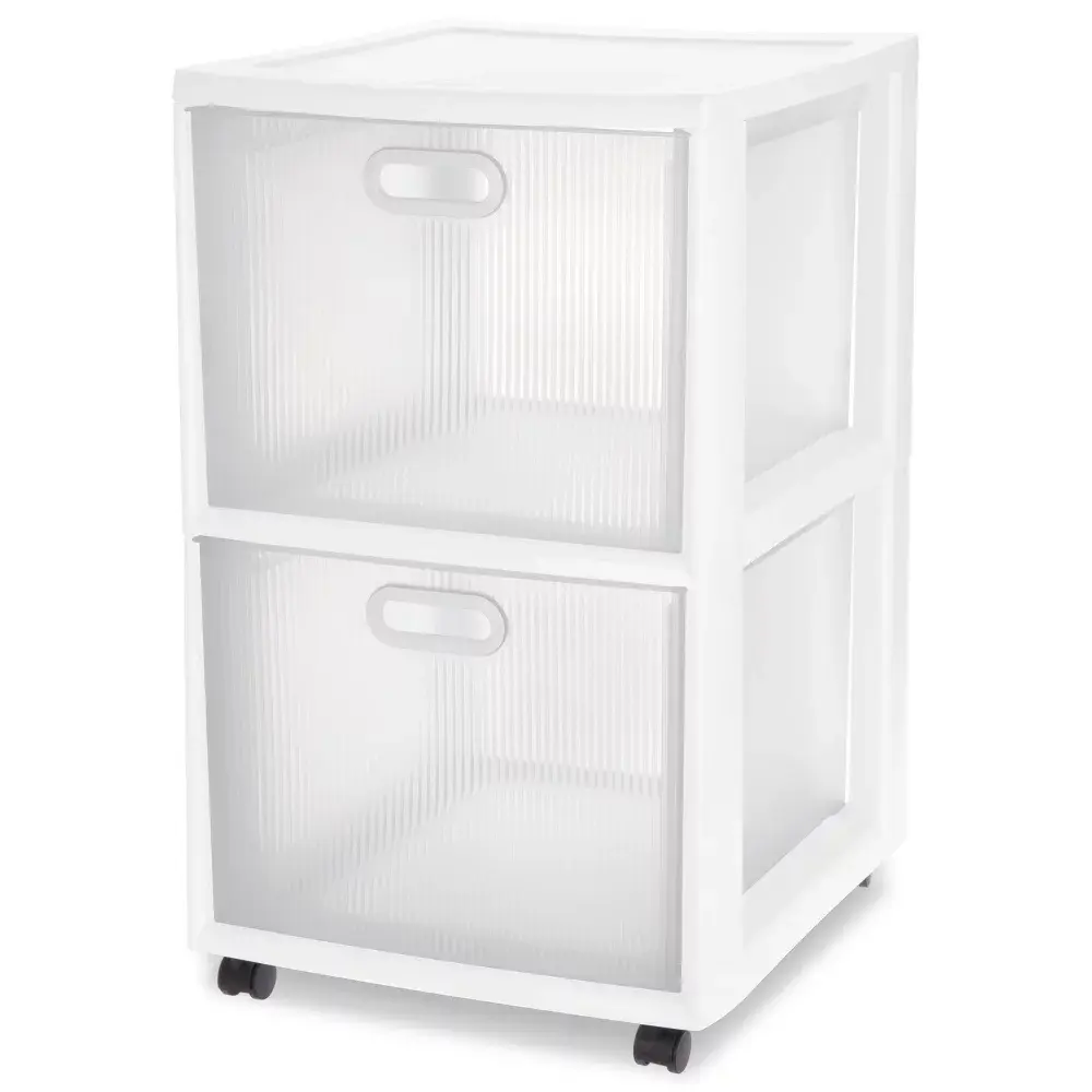 Sterilite Plastic 2 Drawers Modular Storage White 2-Drawer Cart White