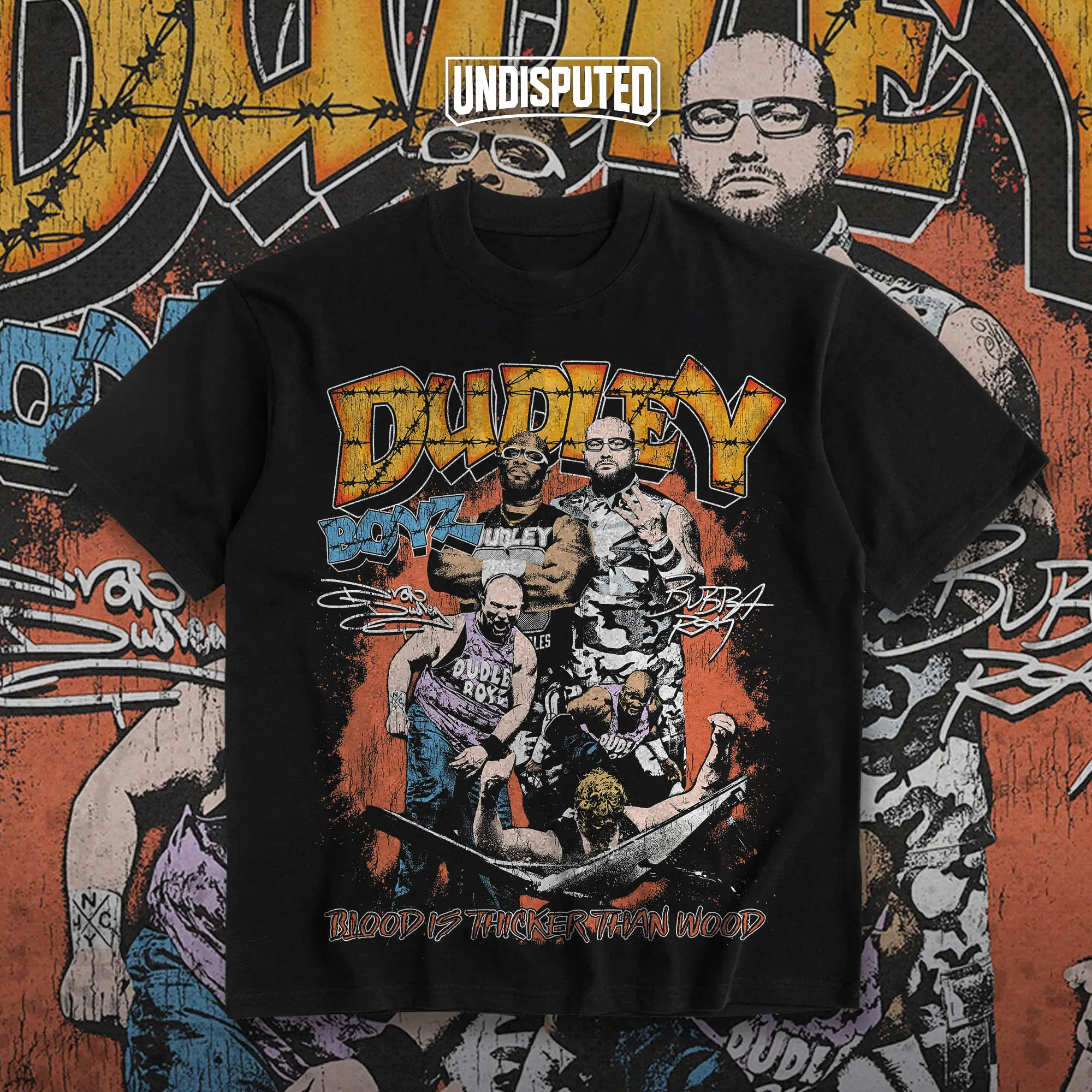 UNDISPUTED Dudley Boyz Heavy Cotton WWE Double Sides T-shirt For Wrestling Fan Team 3D Apparel Menswear Womenswear Gift For Fans DTG Breathable Printing