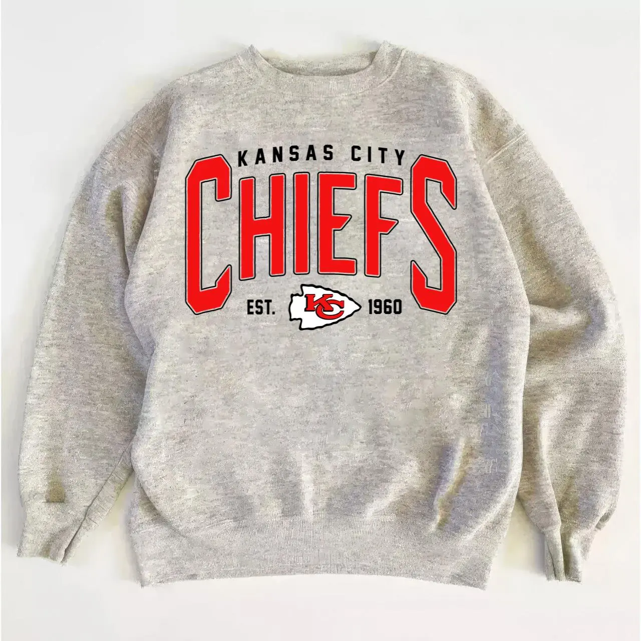 Chiefs Vintage Style Crewneck Sweatshirt, Classic Football Fan Pullover, Retro Design, Comfortable and Durable