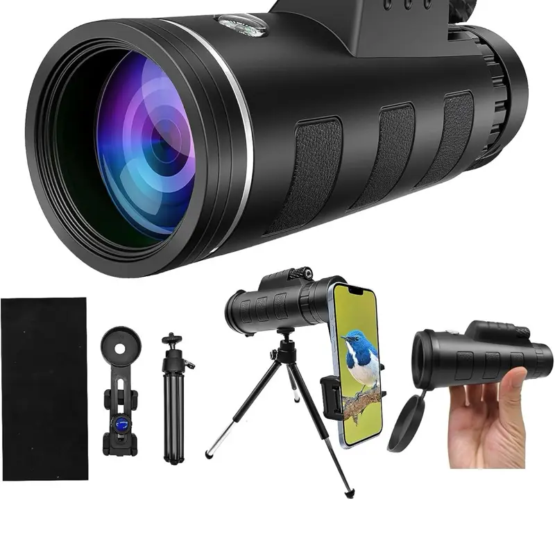 Telescope for Adults 12x50 HD Large Vision Monoculars with Smartphone Adapter & Tripod Included