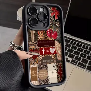 Phone Case: 1pc Leopard Print Christian Bible Verse Phone Case Suitable foriPhone 17 E Air Pro ProMax iPhone16 15 14 Plus 13 12 Mini 11 X XS XR, Antidrop Softshell Vintage Elegant Can Be Given to Friends