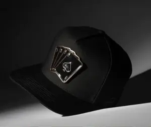 Poker Card Snapback Hat, Black Baseball Cap, Adjustable Unisex Streetwear Hat , Playing Card Design Cotton Blend Breathable Casual Trendy Cap Gift