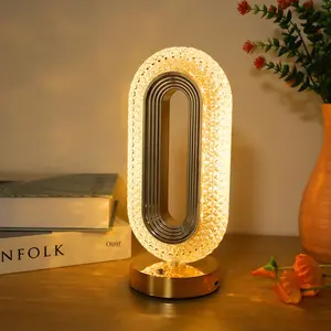 Oval Shaped LED Table Lamp, USB Rechargeable 3-color Infinite Dimming Touch Lamp, Modern Night Light for Bedroom Living Room, Desktop Decoration, Home Decoration Lamp, Light Dimmable, Nightlight for Bedroom