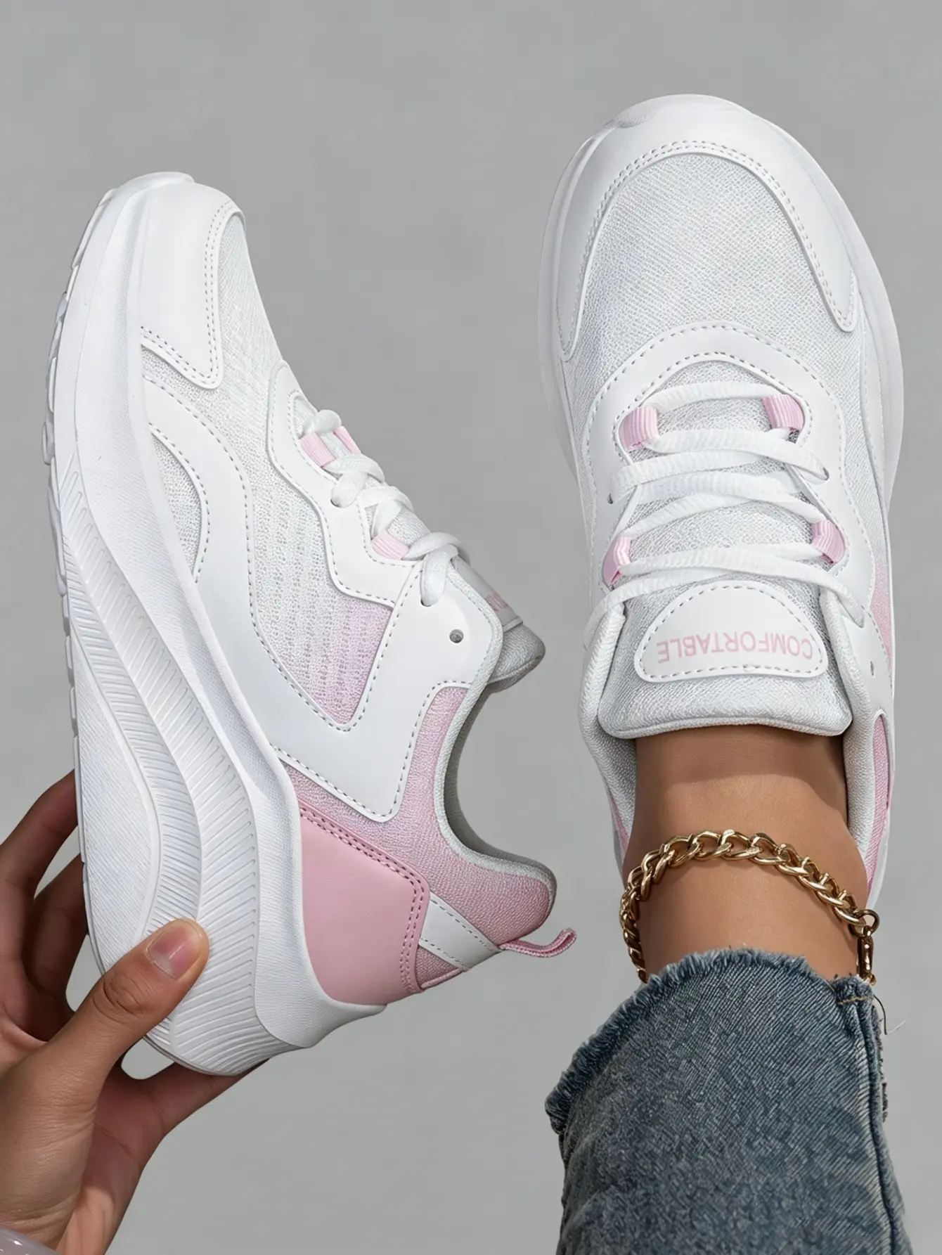 Chunky Sneakers for Women, Sporty Chic Low Top Fit with Mesh & Leather, Lightweight Cushioned Platform for All-Season Everyday Wear, Affordable Fashion, Shoes For Women, Trending Shoes, Road Trips, Ankle, Fitness, Breathable, Platform Sole