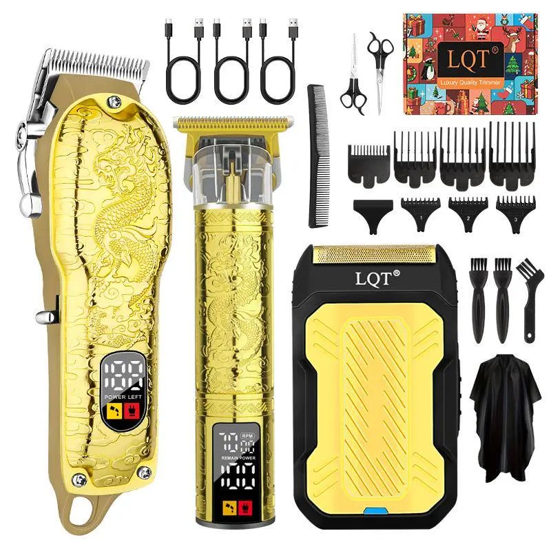 LQT Professional Hair Clippers Set - Cordless Rechargeable Complete Kit with Accessories, LED Display Electric Razor for Men, Salon & Home/Barber Daily Care Barber Equipment Hair Grooming Kit