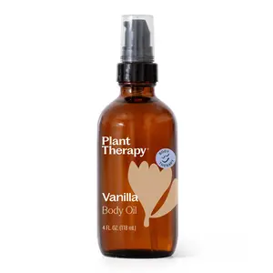 Plant Therapy Vanilla Body Oil 4 oz Sweet & Soothing Vanilla Scent, Locks in Moisture for Supple, Radiant Looking Skin, Promotes Skin Elasticity