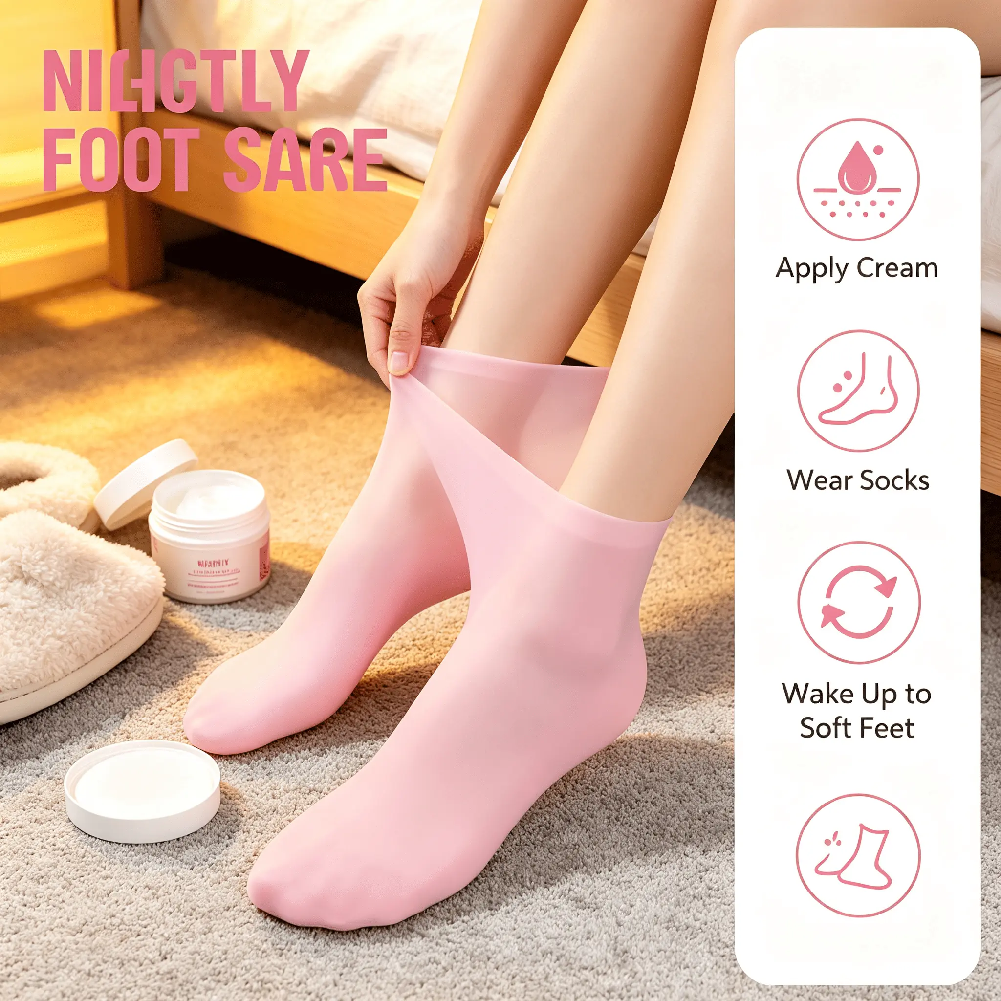 Soft Silicone Spa Socks for Feet, Gel Heel Repair Hydration Socks, No Leak Reusable Foot Moisturizer Booties, Pink Skin-friendly Foot Covers, Overnight Lotion Locking Socks for Calloused Cracked Dry Feet Gentle Nourishment